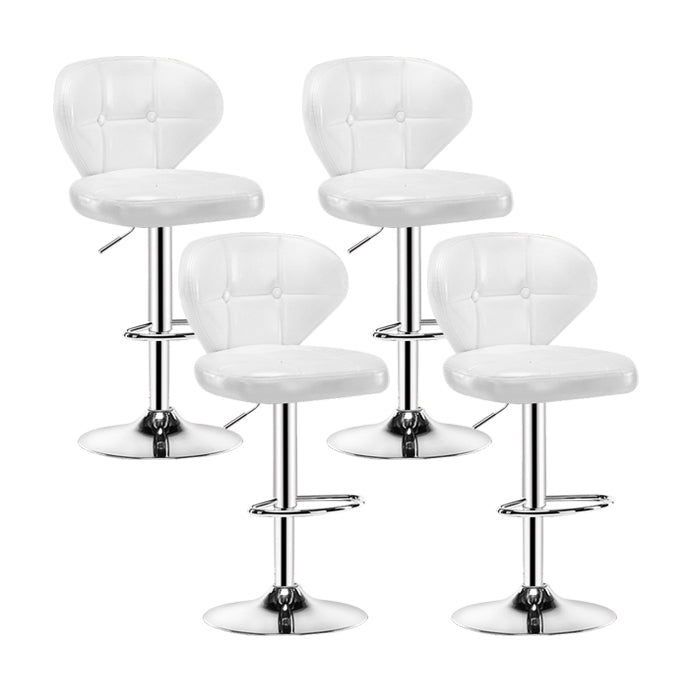 Contemporary Adjustable Bar and Counter Stool Low Back Leather Stool with Pedestal Base White 4 Piece Set Bar Stool(33"H) Clearhalo 'Bar Furniture' 'Bar Stools' 'bar_stools' 'furn' 'furn_bar_stools' 'Furniture' 'furniture_bar_stools' 'Kitchen & Dining Furniture' 4791172