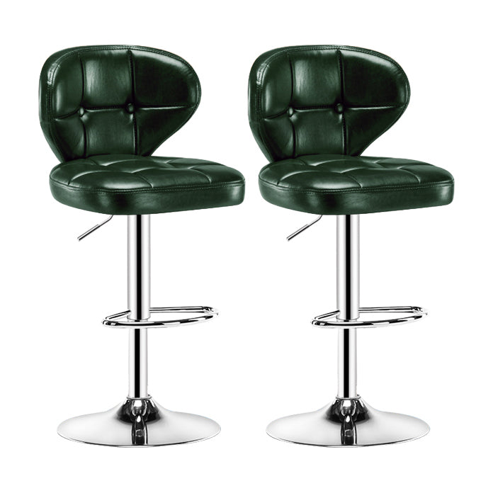 Contemporary Adjustable Bar and Counter Stool Low Back Leather Stool with Pedestal Base Green 2 Piece Set Bar Stool(33"H) Clearhalo 'Bar Furniture' 'Bar Stools' 'bar_stools' 'furn' 'furn_bar_stools' 'Furniture' 'furniture_bar_stools' 'Kitchen & Dining Furniture' 4791174