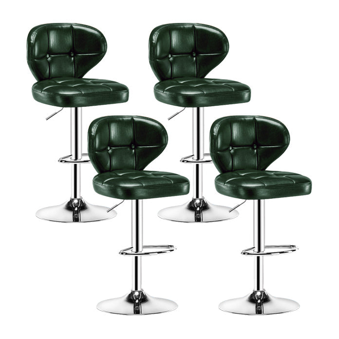 Contemporary Adjustable Bar and Counter Stool Low Back Leather Stool with Pedestal Base Green 4 Piece Set Bar Stool(33"H) Clearhalo 'Bar Furniture' 'Bar Stools' 'bar_stools' 'furn' 'furn_bar_stools' 'Furniture' 'furniture_bar_stools' 'Kitchen & Dining Furniture' 4791175