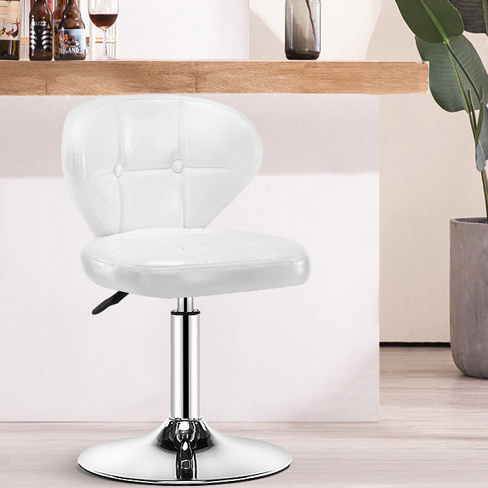 Contemporary Adjustable Bar and Counter Stool Low Back Leather Stool with Pedestal Base White 1 Piece Short Stool(22"H) Clearhalo 'Bar Furniture' 'Bar Stools' 'bar_stools' 'furn' 'furn_bar_stools' 'Furniture' 'furniture_bar_stools' 'Kitchen & Dining Furniture' 4791176