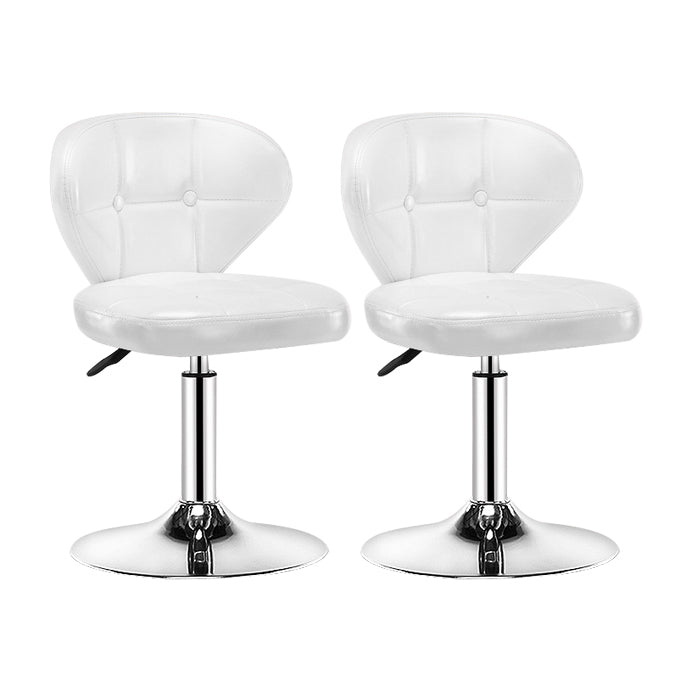 Contemporary Adjustable Bar and Counter Stool Low Back Leather Stool with Pedestal Base White 2 Piece Set Short Stool(22"H) Clearhalo 'Bar Furniture' 'Bar Stools' 'bar_stools' 'furn' 'furn_bar_stools' 'Furniture' 'furniture_bar_stools' 'Kitchen & Dining Furniture' 4791177