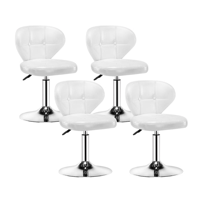 Contemporary Adjustable Bar and Counter Stool Low Back Leather Stool with Pedestal Base White 4 Piece Set Short Stool(22"H) Clearhalo 'Bar Furniture' 'Bar Stools' 'bar_stools' 'furn' 'furn_bar_stools' 'Furniture' 'furniture_bar_stools' 'Kitchen & Dining Furniture' 4791178