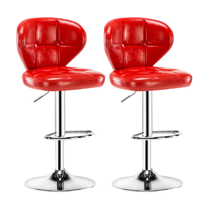 Contemporary Adjustable Bar and Counter Stool Low Back Leather Stool with Pedestal Base Red 2 Piece Set Bar Stool(33"H) Clearhalo 'Bar Furniture' 'Bar Stools' 'bar_stools' 'furn' 'furn_bar_stools' 'Furniture' 'furniture_bar_stools' 'Kitchen & Dining Furniture' 4791180