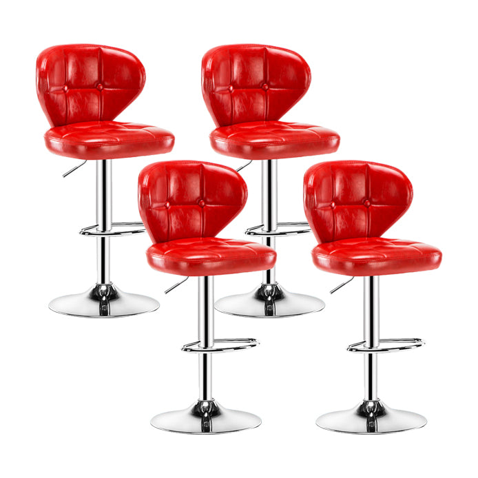 Contemporary Adjustable Bar and Counter Stool Low Back Leather Stool with Pedestal Base Red 4 Piece Set Bar Stool(33"H) Clearhalo 'Bar Furniture' 'Bar Stools' 'bar_stools' 'furn' 'furn_bar_stools' 'Furniture' 'furniture_bar_stools' 'Kitchen & Dining Furniture' 4791181