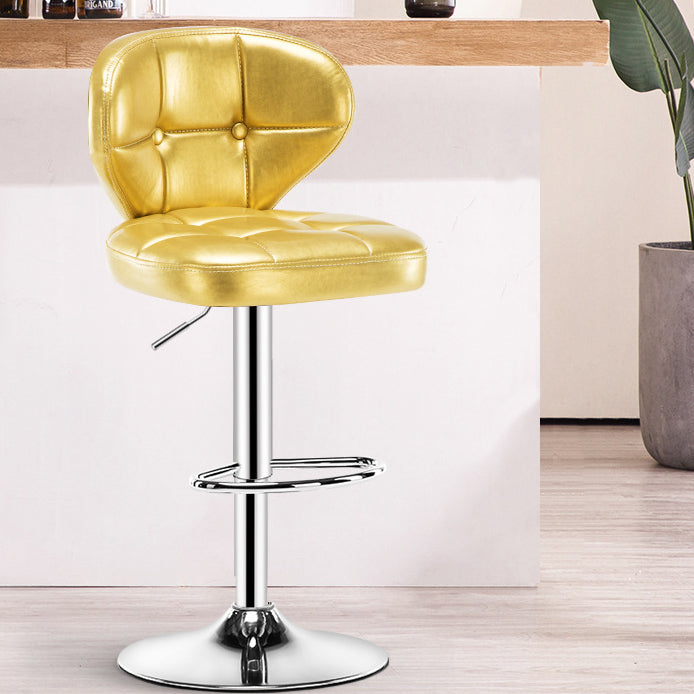 Contemporary Adjustable Bar and Counter Stool Low Back Leather Stool with Pedestal Base Gold 1 Piece Bar Stool(33"H) Clearhalo 'Bar Furniture' 'Bar Stools' 'bar_stools' 'furn' 'furn_bar_stools' 'Furniture' 'furniture_bar_stools' 'Kitchen & Dining Furniture' 4791182