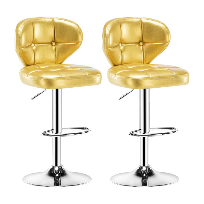 Contemporary Adjustable Bar and Counter Stool Low Back Leather Stool with Pedestal Base Gold 2 Piece Set Bar Stool(33"H) Clearhalo 'Bar Furniture' 'Bar Stools' 'bar_stools' 'furn' 'furn_bar_stools' 'Furniture' 'furniture_bar_stools' 'Kitchen & Dining Furniture' 4791183
