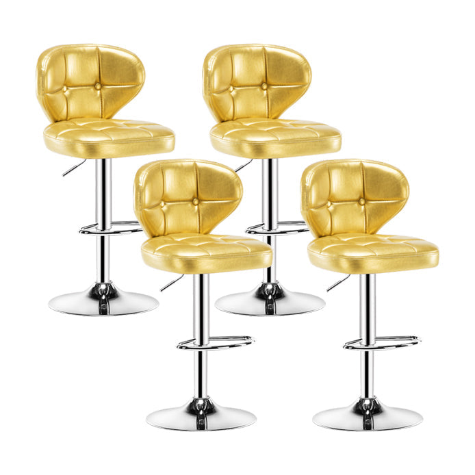 Contemporary Adjustable Bar and Counter Stool Low Back Leather Stool with Pedestal Base Gold 4 Piece Set Bar Stool(33"H) Clearhalo 'Bar Furniture' 'Bar Stools' 'bar_stools' 'furn' 'furn_bar_stools' 'Furniture' 'furniture_bar_stools' 'Kitchen & Dining Furniture' 4791184