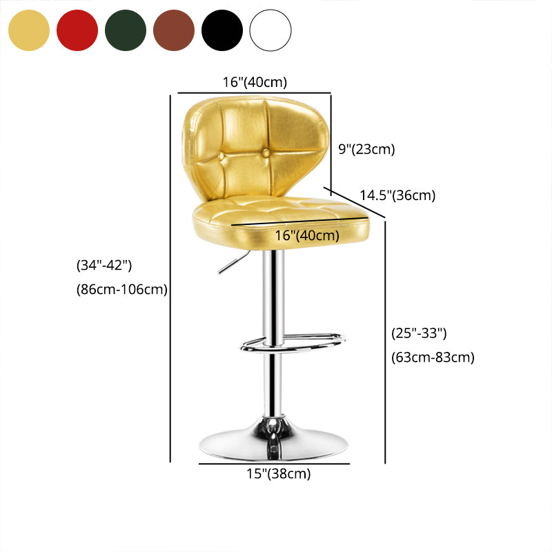 Contemporary Adjustable Bar and Counter Stool Low Back Leather Stool with Pedestal Base Clearhalo 'Bar Furniture' 'Bar Stools' 'bar_stools' 'furn' 'furn_bar_stools' 'Furniture' 'furniture_bar_stools' 'Kitchen & Dining Furniture' 4791186