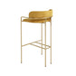 29.53" Glam Bar and Counter Stool Low Back Stool with 4 Metal Legs Gold Yellow 1 Piece Clearhalo 'Bar Furniture' 'Bar Stools' 'bar_stools' 'furn' 'furn_bar_stools' 'Furniture' 'furniture_bar_stools' 'Kitchen & Dining Furniture' 4791188