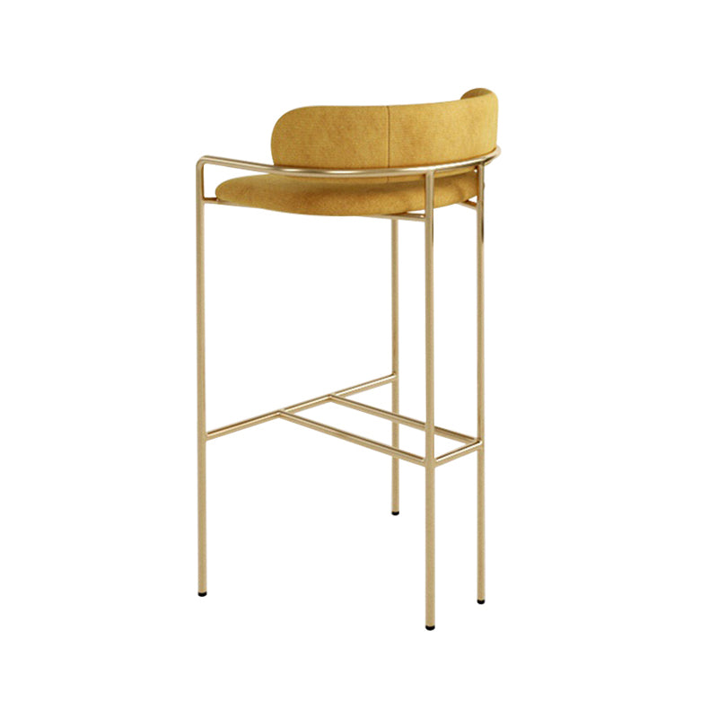29.53" Glam Bar and Counter Stool Low Back Stool with 4 Metal Legs Gold Yellow 1 Piece Clearhalo 'Bar Furniture' 'Bar Stools' 'bar_stools' 'furn' 'furn_bar_stools' 'Furniture' 'furniture_bar_stools' 'Kitchen & Dining Furniture' 4791188