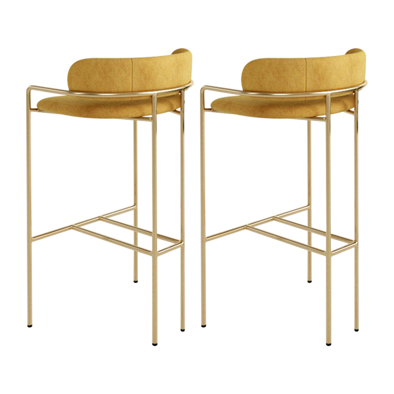 29.53" Glam Bar and Counter Stool Low Back Stool with 4 Metal Legs Gold Yellow 2 Piece Set Clearhalo 'Bar Furniture' 'Bar Stools' 'bar_stools' 'furn' 'furn_bar_stools' 'Furniture' 'furniture_bar_stools' 'Kitchen & Dining Furniture' 4791190