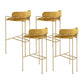 29.53" Glam Bar and Counter Stool Low Back Stool with 4 Metal Legs Gold Yellow 4 Piece Set Clearhalo 'Bar Furniture' 'Bar Stools' 'bar_stools' 'furn' 'furn_bar_stools' 'Furniture' 'furniture_bar_stools' 'Kitchen & Dining Furniture' 4791192