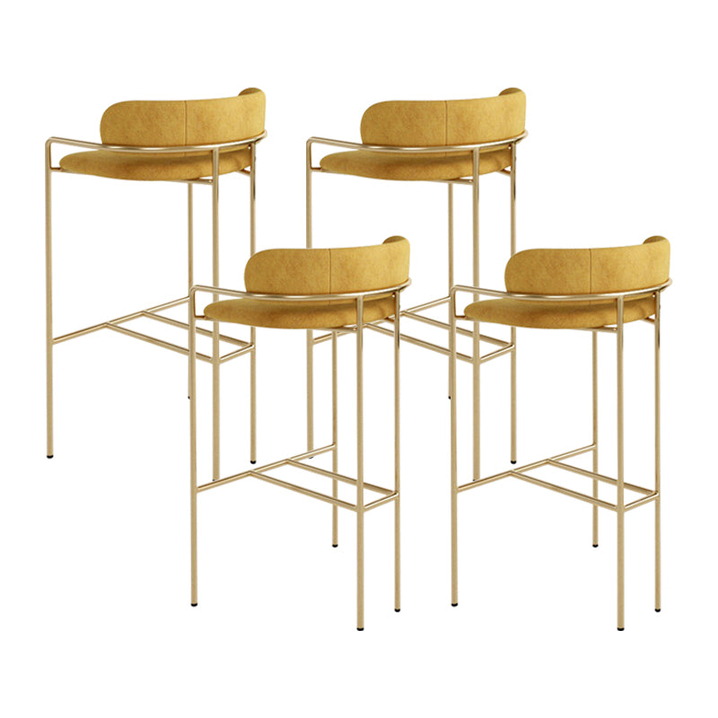 29.53" Glam Bar and Counter Stool Low Back Stool with 4 Metal Legs Gold Yellow 4 Piece Set Clearhalo 'Bar Furniture' 'Bar Stools' 'bar_stools' 'furn' 'furn_bar_stools' 'Furniture' 'furniture_bar_stools' 'Kitchen & Dining Furniture' 4791192