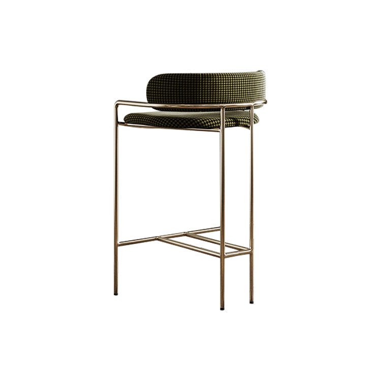 29.53" Glam Bar and Counter Stool Low Back Stool with 4 Metal Legs Gold Light Green 1 Piece Clearhalo 'Bar Furniture' 'Bar Stools' 'bar_stools' 'furn' 'furn_bar_stools' 'Furniture' 'furniture_bar_stools' 'Kitchen & Dining Furniture' 4791194