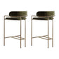 29.53" Glam Bar and Counter Stool Low Back Stool with 4 Metal Legs Gold Light Green 2 Piece Set Clearhalo 'Bar Furniture' 'Bar Stools' 'bar_stools' 'furn' 'furn_bar_stools' 'Furniture' 'furniture_bar_stools' 'Kitchen & Dining Furniture' 4791195