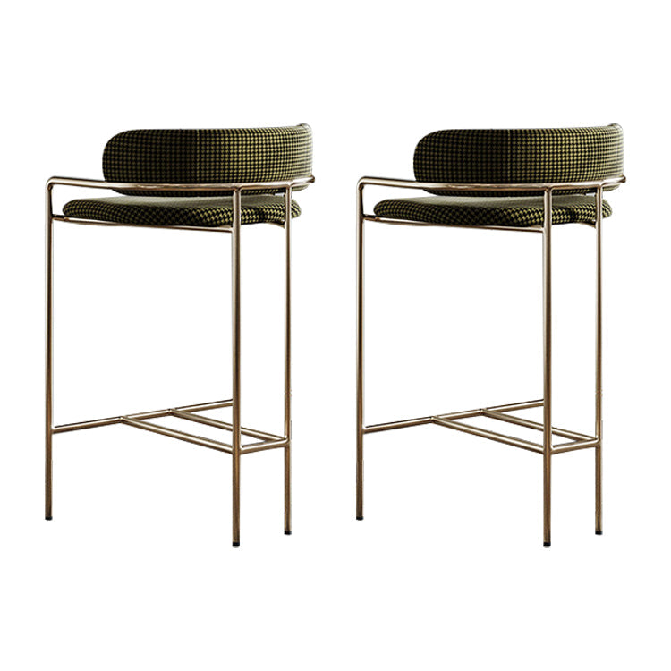 29.53" Glam Bar and Counter Stool Low Back Stool with 4 Metal Legs Gold Light Green 2 Piece Set Clearhalo 'Bar Furniture' 'Bar Stools' 'bar_stools' 'furn' 'furn_bar_stools' 'Furniture' 'furniture_bar_stools' 'Kitchen & Dining Furniture' 4791195