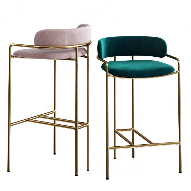 29.53" Glam Bar and Counter Stool Low Back Stool with 4 Metal Legs Clearhalo 'Bar Furniture' 'Bar Stools' 'bar_stools' 'furn' 'furn_bar_stools' 'Furniture' 'furniture_bar_stools' 'Kitchen & Dining Furniture' 4791197