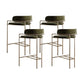 29.53" Glam Bar and Counter Stool Low Back Stool with 4 Metal Legs Gold Light Green 4 Piece Set Clearhalo 'Bar Furniture' 'Bar Stools' 'bar_stools' 'furn' 'furn_bar_stools' 'Furniture' 'furniture_bar_stools' 'Kitchen & Dining Furniture' 4791198