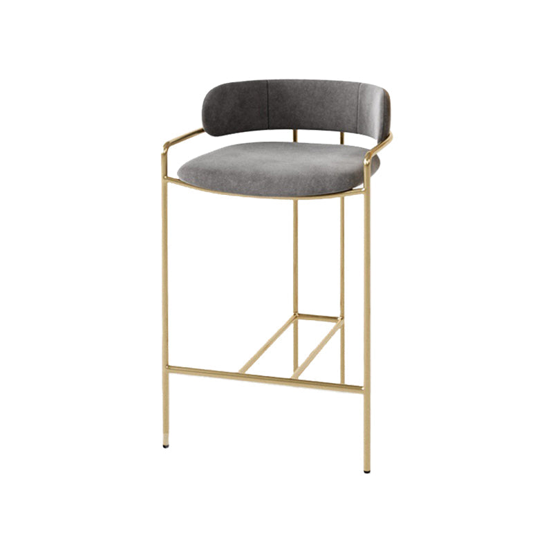 29.53" Glam Bar and Counter Stool Low Back Stool with 4 Metal Legs Gold Gray 1 Piece Clearhalo 'Bar Furniture' 'Bar Stools' 'bar_stools' 'furn' 'furn_bar_stools' 'Furniture' 'furniture_bar_stools' 'Kitchen & Dining Furniture' 4791200