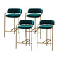 29.53" Glam Bar and Counter Stool Low Back Stool with 4 Metal Legs Gold Green 4 Piece Set Clearhalo 'Bar Furniture' 'Bar Stools' 'bar_stools' 'furn' 'furn_bar_stools' 'Furniture' 'furniture_bar_stools' 'Kitchen & Dining Furniture' 4791209