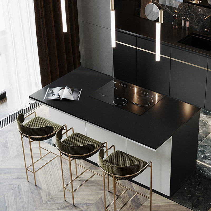 29.53" Glam Bar and Counter Stool Low Back Stool with 4 Metal Legs Clearhalo 'Bar Furniture' 'Bar Stools' 'bar_stools' 'furn' 'furn_bar_stools' 'Furniture' 'furniture_bar_stools' 'Kitchen & Dining Furniture' 4791210