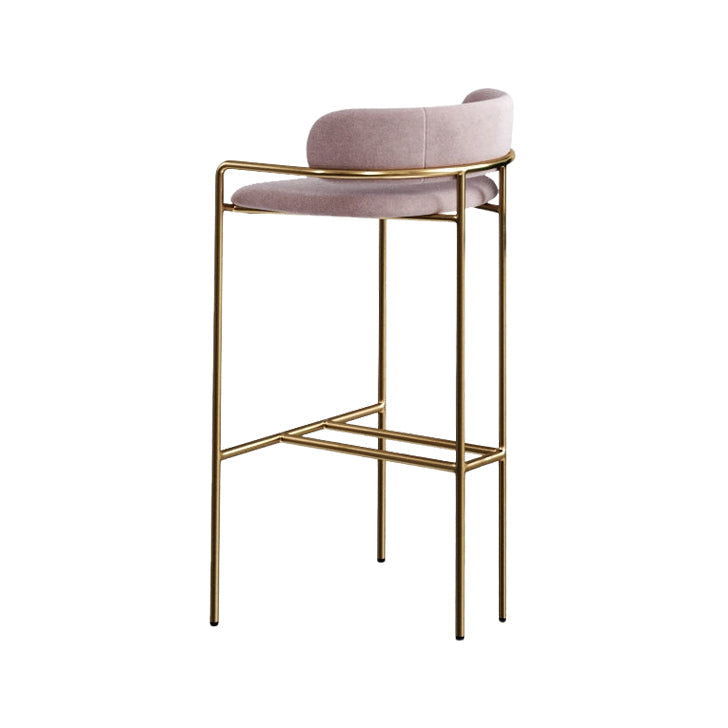 29.53" Glam Bar and Counter Stool Low Back Stool with 4 Metal Legs Gold Pink 1 Piece Clearhalo 'Bar Furniture' 'Bar Stools' 'bar_stools' 'furn' 'furn_bar_stools' 'Furniture' 'furniture_bar_stools' 'Kitchen & Dining Furniture' 4791211