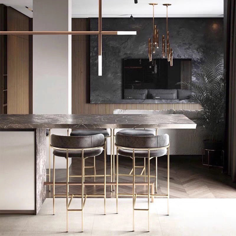 29.53" Glam Bar and Counter Stool Low Back Stool with 4 Metal Legs Clearhalo 'Bar Furniture' 'Bar Stools' 'bar_stools' 'furn' 'furn_bar_stools' 'Furniture' 'furniture_bar_stools' 'Kitchen & Dining Furniture' 4791212
