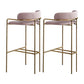 29.53" Glam Bar and Counter Stool Low Back Stool with 4 Metal Legs Gold Pink 2 Piece Set Clearhalo 'Bar Furniture' 'Bar Stools' 'bar_stools' 'furn' 'furn_bar_stools' 'Furniture' 'furniture_bar_stools' 'Kitchen & Dining Furniture' 4791213