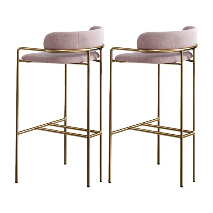 29.53" Glam Bar and Counter Stool Low Back Stool with 4 Metal Legs Gold Pink 2 Piece Set Clearhalo 'Bar Furniture' 'Bar Stools' 'bar_stools' 'furn' 'furn_bar_stools' 'Furniture' 'furniture_bar_stools' 'Kitchen & Dining Furniture' 4791213