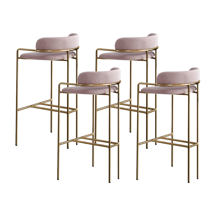 29.53" Glam Bar and Counter Stool Low Back Stool with 4 Metal Legs Gold Pink 4 Piece Set Clearhalo 'Bar Furniture' 'Bar Stools' 'bar_stools' 'furn' 'furn_bar_stools' 'Furniture' 'furniture_bar_stools' 'Kitchen & Dining Furniture' 4791214