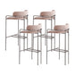 29.53" Glam Bar and Counter Stool Low Back Stool with 4 Metal Legs Silver Pink 4 Piece Set Clearhalo 'Bar Furniture' 'Bar Stools' 'bar_stools' 'furn' 'furn_bar_stools' 'Furniture' 'furniture_bar_stools' 'Kitchen & Dining Furniture' 4791217