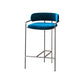 29.53" Glam Bar and Counter Stool Low Back Stool with 4 Metal Legs Silver Blue 1 Piece Clearhalo 'Bar Furniture' 'Bar Stools' 'bar_stools' 'furn' 'furn_bar_stools' 'Furniture' 'furniture_bar_stools' 'Kitchen & Dining Furniture' 4791218