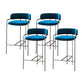 29.53" Glam Bar and Counter Stool Low Back Stool with 4 Metal Legs Silver Blue 4 Piece Set Clearhalo 'Bar Furniture' 'Bar Stools' 'bar_stools' 'furn' 'furn_bar_stools' 'Furniture' 'furniture_bar_stools' 'Kitchen & Dining Furniture' 4791220