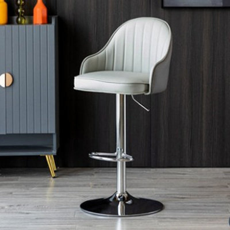 Industrial Bar and Counter Stool Adjustable Height Stool with Pedestal Base Gray Silver 1 Piece Clearhalo 'Bar Furniture' 'Bar Stools' 'bar_stools' 'Furniture' 'furniture_bar_stools' 'Kitchen & Dining Furniture' 4791223