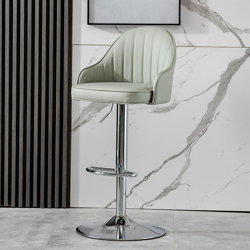 Industrial Bar and Counter Stool Adjustable Height Stool with Pedestal Base Dark Gray Silver 1 Piece Clearhalo 'Bar Furniture' 'Bar Stools' 'bar_stools' 'Furniture' 'furniture_bar_stools' 'Kitchen & Dining Furniture' 4791226