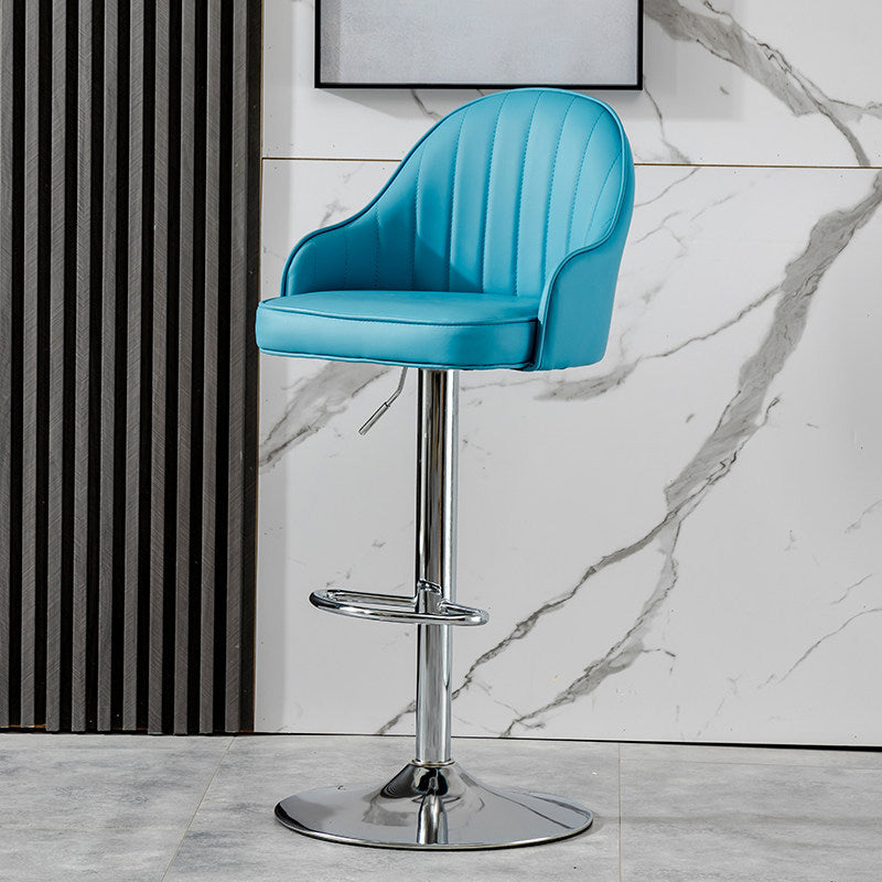 Industrial Bar and Counter Stool Adjustable Height Stool with Pedestal Base Blue Silver 1 Piece Clearhalo 'Bar Furniture' 'Bar Stools' 'bar_stools' 'Furniture' 'furniture_bar_stools' 'Kitchen & Dining Furniture' 4791228