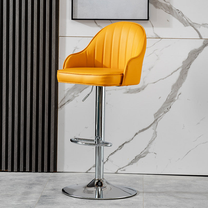 Industrial Bar and Counter Stool Adjustable Height Stool with Pedestal Base Yellow Silver 1 Piece Clearhalo 'Bar Furniture' 'Bar Stools' 'bar_stools' 'Furniture' 'furniture_bar_stools' 'Kitchen & Dining Furniture' 4791230