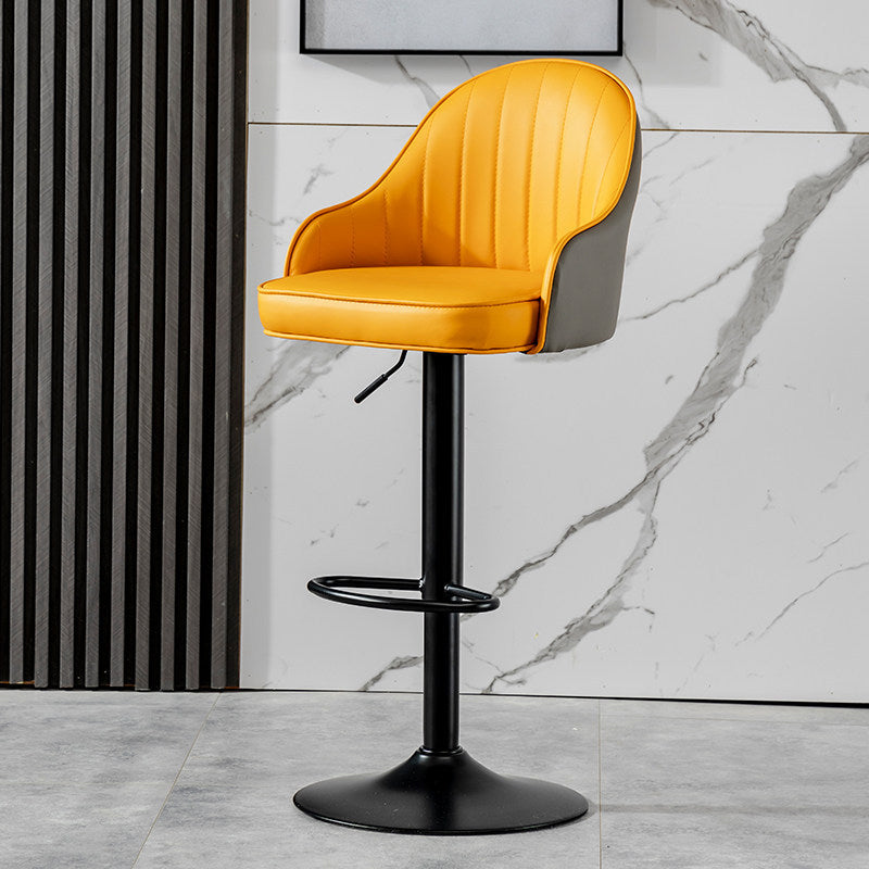 Industrial Bar and Counter Stool Adjustable Height Stool with Pedestal Base Gray Orange Black 1 Piece Clearhalo 'Bar Furniture' 'Bar Stools' 'bar_stools' 'Furniture' 'furniture_bar_stools' 'Kitchen & Dining Furniture' 4791235