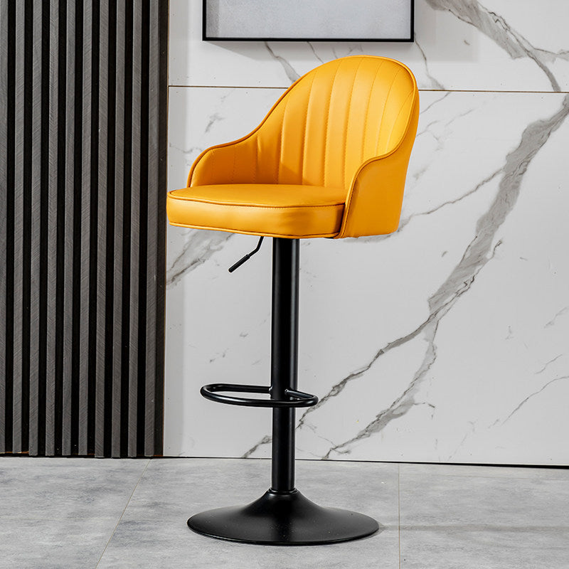 Industrial Bar and Counter Stool Adjustable Height Stool with Pedestal Base Yellow Black 1 Piece Clearhalo 'Bar Furniture' 'Bar Stools' 'bar_stools' 'Furniture' 'furniture_bar_stools' 'Kitchen & Dining Furniture' 4791240