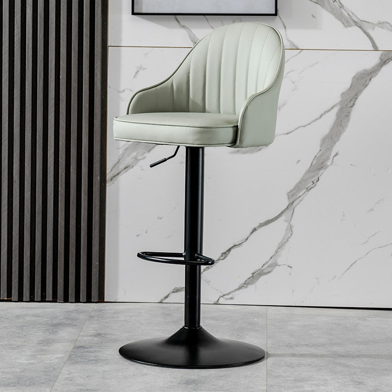 Industrial Bar and Counter Stool Adjustable Height Stool with Pedestal Base Dark Gray Black 1 Piece Clearhalo 'Bar Furniture' 'Bar Stools' 'bar_stools' 'Furniture' 'furniture_bar_stools' 'Kitchen & Dining Furniture' 4791244