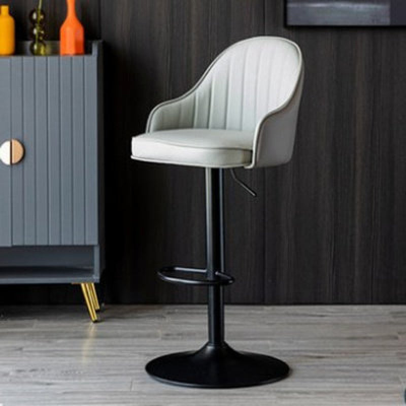 Industrial Bar and Counter Stool Adjustable Height Stool with Pedestal Base Gray Black 1 Piece Clearhalo 'Bar Furniture' 'Bar Stools' 'bar_stools' 'Furniture' 'furniture_bar_stools' 'Kitchen & Dining Furniture' 4791246