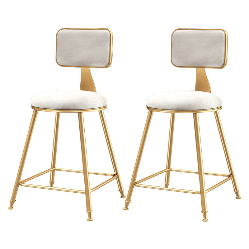 Glam Round Bar and Counter Stool Low Back Stool with 4 Legs in Gold White 2 Piece Set Short Stool(18"H) Clearhalo 'Bar Furniture' 'Bar Stools' 'bar_stools' 'furn' 'furn_bar_stools' 'Furniture' 'furniture_bar_stools' 'Kitchen & Dining Furniture' 4791277