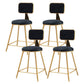 Glam Round Bar and Counter Stool Low Back Stool with 4 Legs in Gold Black 4 Piece Set Short Stool(18"H) Clearhalo 'Bar Furniture' 'Bar Stools' 'bar_stools' 'furn' 'furn_bar_stools' 'Furniture' 'furniture_bar_stools' 'Kitchen & Dining Furniture' 4791287