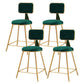 Glam Round Bar and Counter Stool Low Back Stool with 4 Legs in Gold Green 4 Piece Set Short Stool(18"H) Clearhalo 'Bar Furniture' 'Bar Stools' 'bar_stools' 'furn' 'furn_bar_stools' 'Furniture' 'furniture_bar_stools' 'Kitchen & Dining Furniture' 4791292