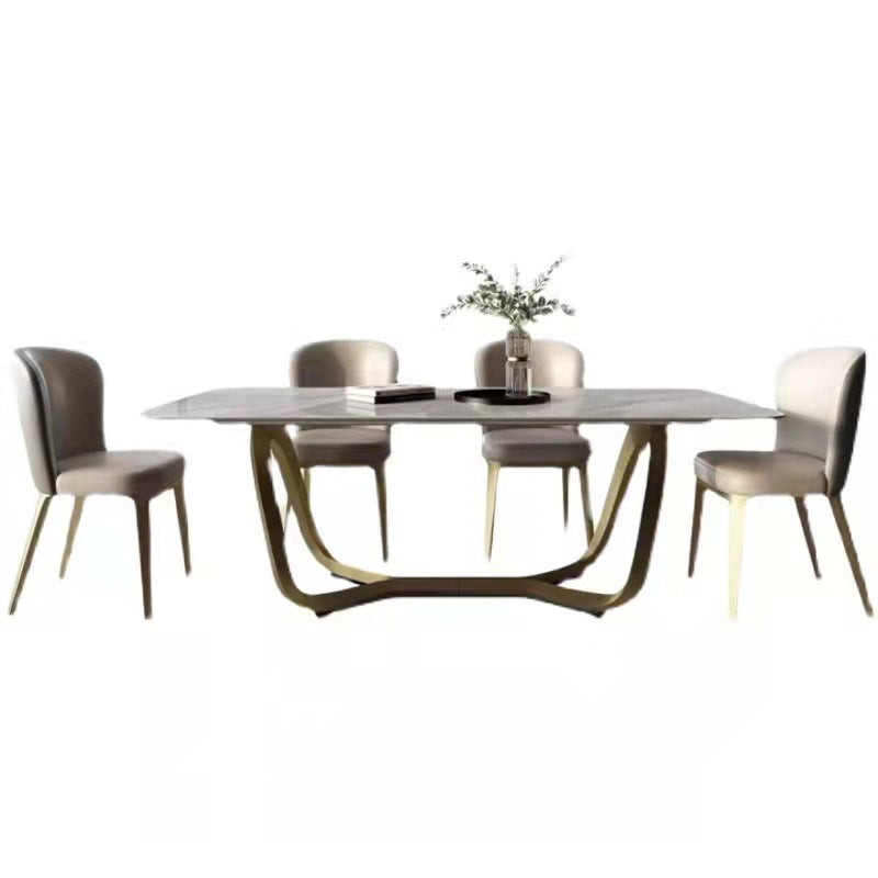 Luxury Sintered Stone Dining Set Rectangle 1/2/5/6/7 Pieces Dining Table with Chairs 5 Pieces: Table, 4 Chairs Clearhalo 'Dining Room Sets' 'Dining Tables & Seating' 'dining_room_set' 'furn' 'furn_dining_room_set' 'Furniture' 'furniture_dining_room_set' 'Kitchen & Dining Furniture' 4791303