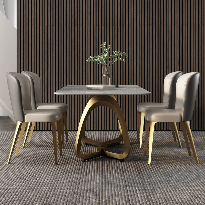 Luxury Sintered Stone Dining Set Rectangle 1/2/5/6/7 Pieces Dining Table with Chairs Clearhalo 'Dining Room Sets' 'Dining Tables & Seating' 'dining_room_set' 'furn' 'furn_dining_room_set' 'Furniture' 'furniture_dining_room_set' 'Kitchen & Dining Furniture' 4791305