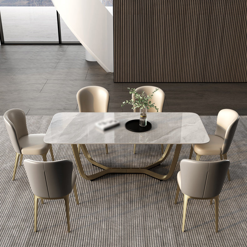 Luxury Sintered Stone Dining Set Rectangle 1/2/5/6/7 Pieces Dining Table with Chairs Clearhalo 'Dining Room Sets' 'Dining Tables & Seating' 'dining_room_set' 'furn' 'furn_dining_room_set' 'Furniture' 'furniture_dining_room_set' 'Kitchen & Dining Furniture' 4791315