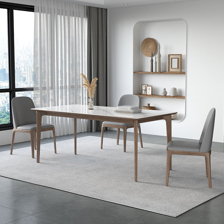 Modern Rectangle Sintered Stone Top Dining Set 1/2/3/4/5/7 Pieces Dining Table with Chairs 4 Pieces: Table, 3 Chairs Clearhalo 'Dining Room Sets' 'Dining Tables & Seating' 'dining_room_set' 'furn' 'furn_dining_room_set' 'Furniture' 'furniture_dining_room_set' 'Kitchen & Dining Furniture' 4791324