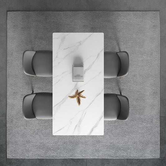 Modern Rectangle Sintered Stone Top Dining Set 1/2/3/4/5/7 Pieces Dining Table with Chairs Clearhalo 'Dining Room Sets' 'Dining Tables & Seating' 'dining_room_set' 'furn' 'furn_dining_room_set' 'Furniture' 'furniture_dining_room_set' 'Kitchen & Dining Furniture' 4791333