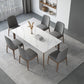 Modern Rectangle Sintered Stone Top Dining Set 1/2/3/4/5/7 Pieces Dining Table with Chairs Clearhalo 'Dining Room Sets' 'Dining Tables & Seating' 'dining_room_set' 'furn' 'furn_dining_room_set' 'Furniture' 'furniture_dining_room_set' 'Kitchen & Dining Furniture' 4791335